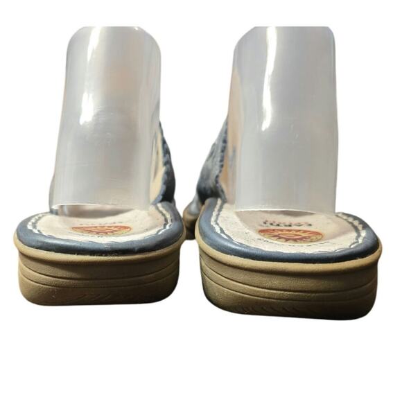 Earth‎ Spirit Sandals Womens 9 Slip On Slides Blue Leather Open Toe Casual - Picture 4 of 8